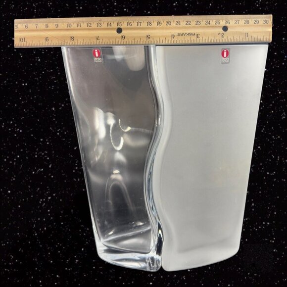 1996 iittala Pari Tiina Nordstrom Swirl Glass Vase Set Clear And Frosted Signed - Picture 3 of 16